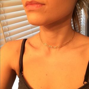 Gold 3 layer choker necklace. 15 inches